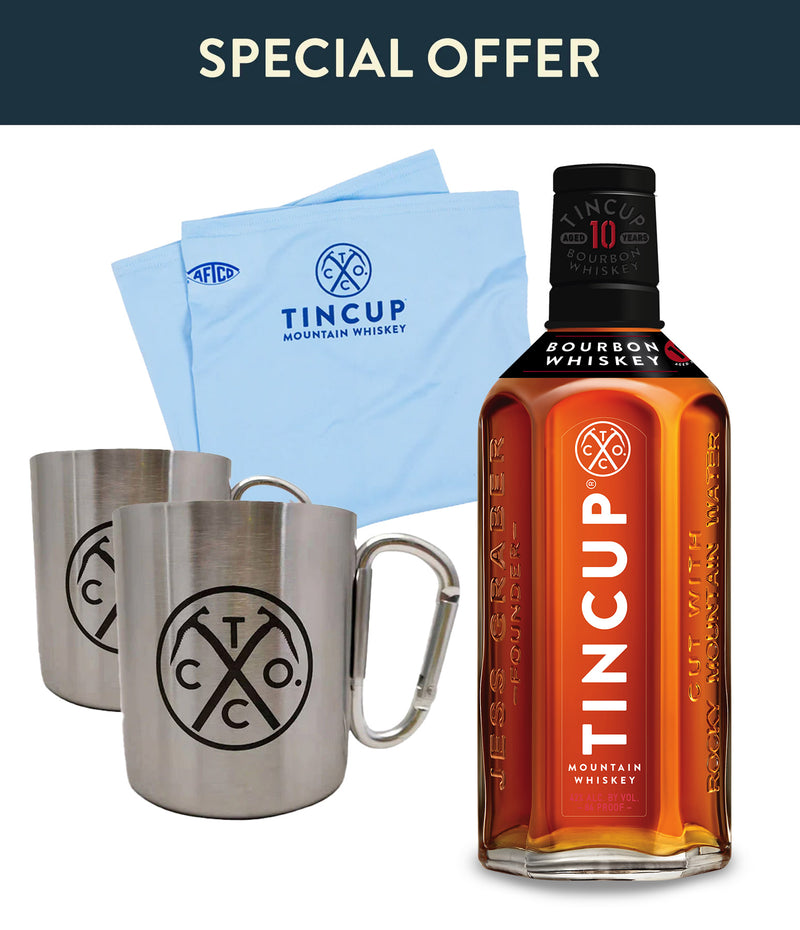 TINCUP x AFTCO Hook, Line, & Savor Bundle: Fishing Mask, 2x TINCUP Carabiner Mugs, and TINCUP 10 Year Old Bourbon