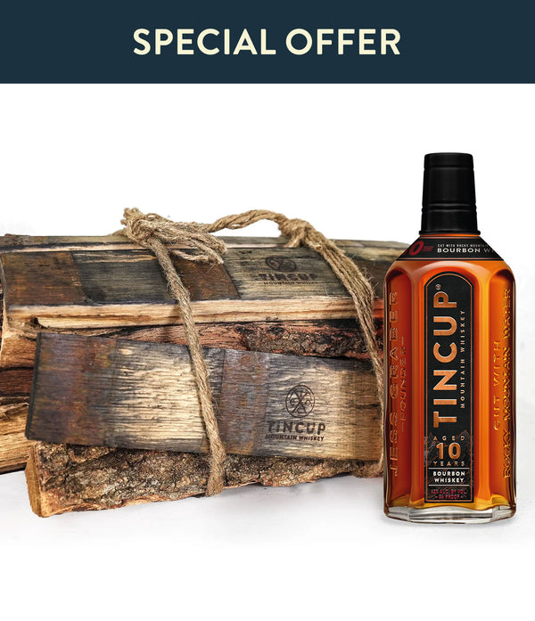 The Perfect Campfire Bundle: TINCUP® 10 Year Bourbon and Bourbon Barrel Firewood