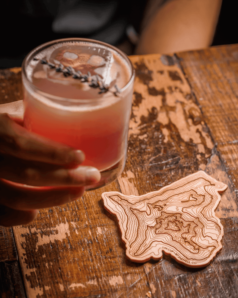 Mount Sneffels Coaster Set  with cocktail in rocks glass